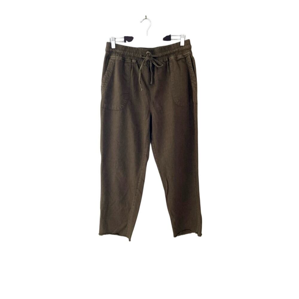 Thread & Supply Tuscany Jogger Cropped Pants Dried Fern Green Brown Large